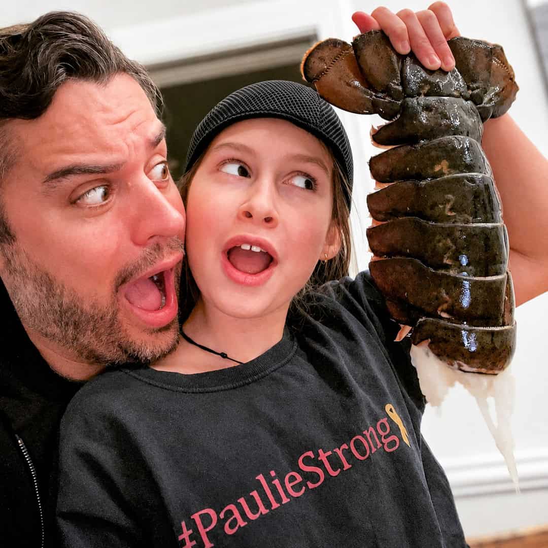 Big Paul and Jules with a 24 oz. Monster lobster tail