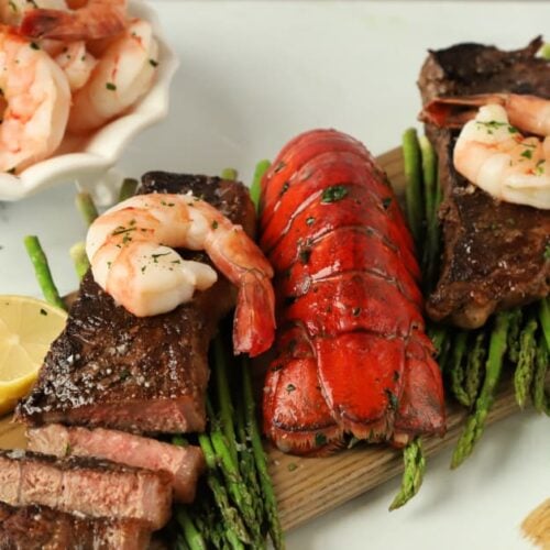 Lobster Tails Shrimp Steak Dinner