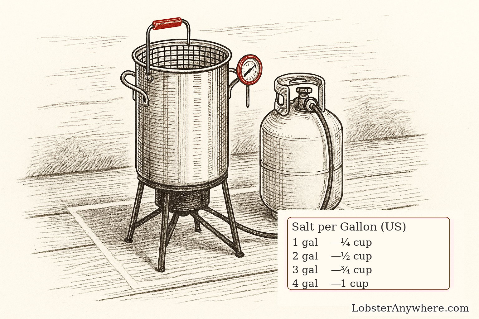 Outdoor turkey fryer setup for boiling multiple lobsters.