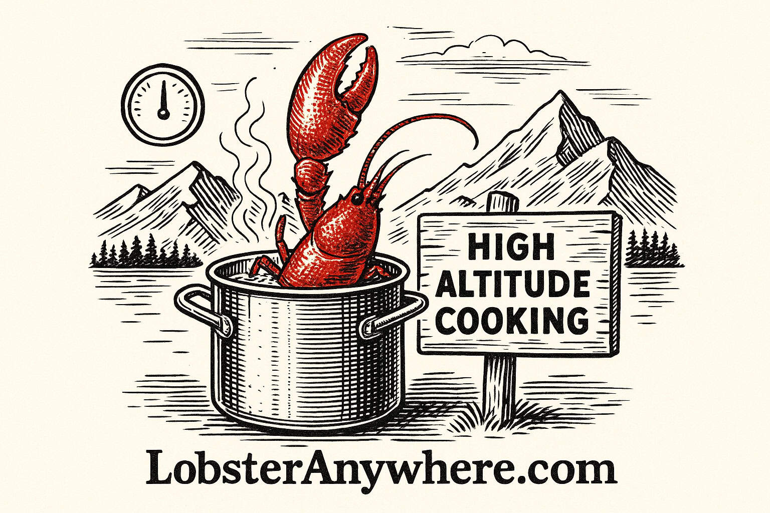 High-altitude lobster cooking guide illustration
