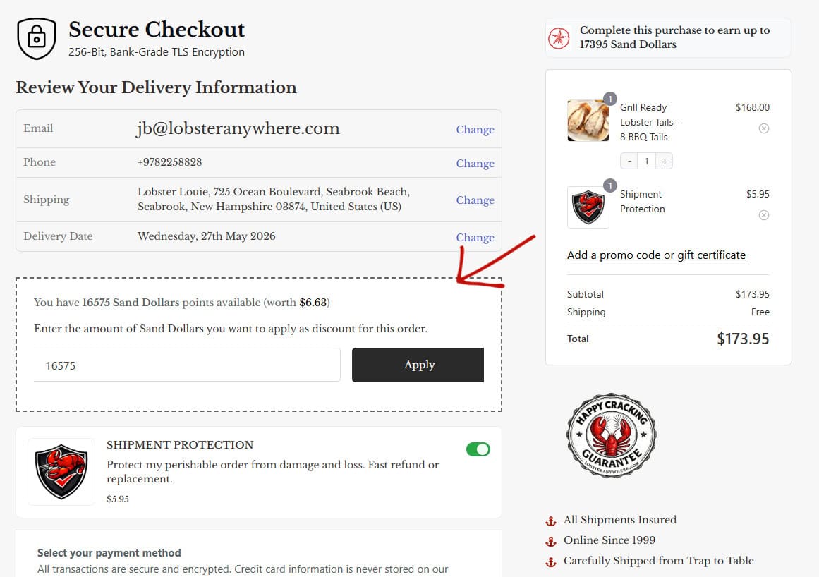 How to redeem Sand Dollars at checkout