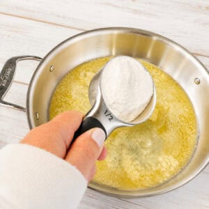 Sweet rice flour to make the roux for the lobster mac and cheese.